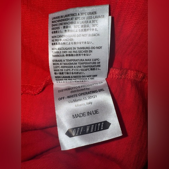 Authentic OFF-WHITE Red Brushed Diagonals Logo Long Sleeve Shirt Tee XL - Picture 8 of 9